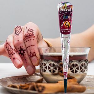 ครีมเฮนน่าสีแดง GOLECHA 1/4 ชิ้น ครีมสักเฮนน่าแบบชั่วคราว ทรงกรวยเฮนน่า กึ่งถาวร สีเพ้นท์ตัวจากธรรมชาติ