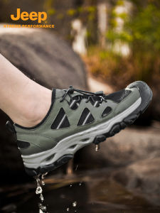 Jeep | Jeep Mens Outdoor Lightweight Breathable Slip-Resistant Hiking Shoes Quick-Drying Mesh Water Crossing Shoes Shock Absorption