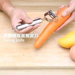 [Ready Stock+COD] 2 in1 Stainless Steel Peeler Fruit Vegetable Shredder Slicer Cutter Potato Carrot Grater Tool