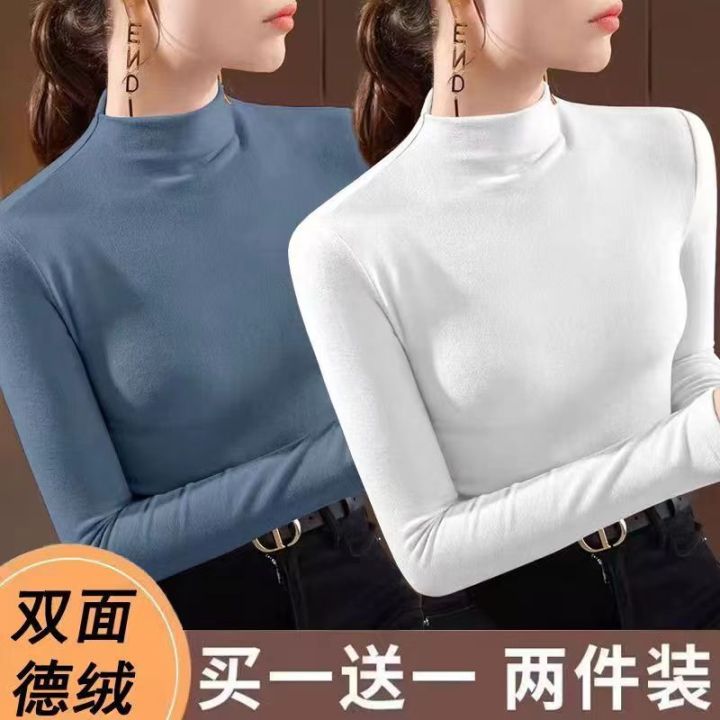 Women's Half Turtleneck Dralon Bottoming Shirt 2023 Autumn and Winter