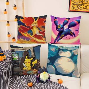 Bandai | Pokemon Pokemon Center Anime Plush Pillow Cover Soft Short Plush Cushion Cover For Sofa Bedroom Home Decor Gift