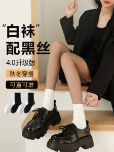 No Show ถุงเท้าถึงกลางน่อง ถุงเท้า ผู้หญิง ผ้าฝ้าย ถุงเท้ายาวถึงเข่า สีดำ สีขาว บล็อกสี อินเทรนด์ ฤดูใบไม้ร่วง ฤดูหนาว ถุงเท้ายาว