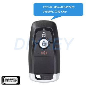 3Buttons Smart Remote Key Fob 315MHz ID49 Chip for Ford Bronco Edge Ecosport Explorer F150 F250 F350 Fusion Ranger M3N-A2C931423
