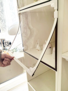 Self-Installation Magnetic Door Curtain Waterproof Soft Glass Effect Cabinet Divider Blind No-Door Wardrobe Dustproof