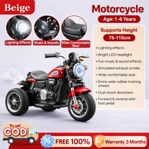 Beige motorcycle for kids electric car for kids ride-on toys With music 6V 4-inch battery 380W motor US standard socket