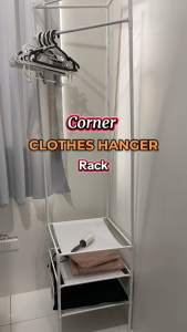 3 Layer Clothes Storage Organizer Rack Corner Coat Rack With Shoe Shelf And Hat Rack Bedroom Clothes Hanger Space Saving