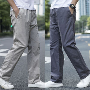 กางเกงทำงานชายเอวสูงหลวมๆ ฤดูใบไม้ร่วง กางเกงขายาวลำลอง กางเกงขายาวทรงหลวมๆ สำหรับกลางแจ้ง ยางยืด กางเกงขายาวไซส์ใหญ่