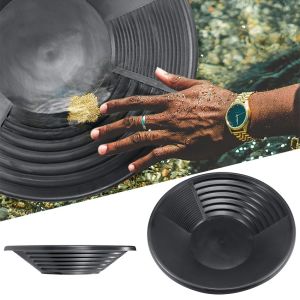 Large Capacity Black Plastic Gold Pan Basin Solid Nugget Mining Pan High Strength Dredging Prospecting River Tool Sand Gold Mining Pan Manual Wash Gold Panning Equipment