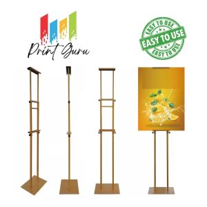 Golden Banner Stand Used for Shop Signage Sintra Board and Frame Display - Adjustable and Stable