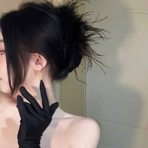 Large Black Raven Feather Hair Claw for Women Fashionable Japanese and South Korean Style Wool/Feather Hair Accessories