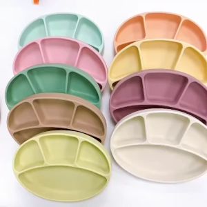Khay Ăn Dặm Silicone 4 Ngăn BabySi Có Đế Hít Chống Đổ Cho Bé Nhập Khẩu Chính Hãng