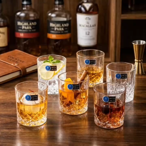 Set 6 Ly Rượu Whiskey JZ622-1 Thủy Tinh 200ml Họa Tiết Cắt Kim Cương