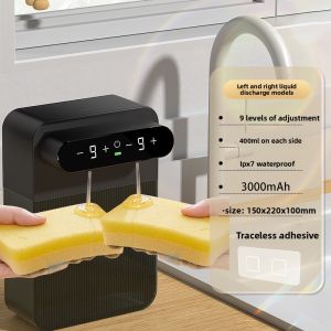 Automatic Foam and Gel Double-head Soap Dispenser Wall Mounted Smart Display Touchless Sensor Foam Dispensers Hand Washer