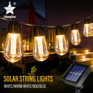 LED solar string lights IP65 waterproof outdoor Christmas decoration bulbs retro holiday wreath garden furniture fairy lights