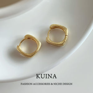 Modern Minimalist Ladys Goldplated Square Hoop Earrings Lavish Luxury Feel Casual Chic Fashion Jewelry Stylish Trendsetter