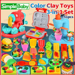 (Buy 1 Take 1)Childrens Colored Clay Toy 2 in 1 Noodle Machine Burger Clay Play House Educational Toy Birthday Gift 3 4 5 years