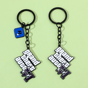 Bandai | Creative Metal Leather Car Keychain GTA5 Game Themed Keyrings Auile Keychain Accessories