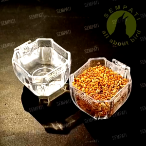 SEMPATI GROSIR Cepuk Mika Segi 8 Sempati Mini Emboss No 1 Sempati Isi 25 Pcs Cepuk Wadah Tempat Pakan Makan Minum Burung Murai Kacer Kenari Lovebird Cucak Ciblek Branjangan Blackthroat