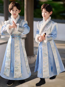 Elegant Winter Hanfu for Boys Stylish Childrens Tang Suit New Chinese Style Little Master Traditional Ethnic Clothing Childrens Flag Dress