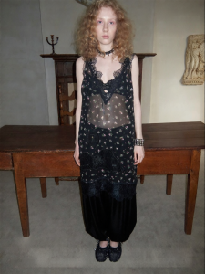 1JINN STUDIO | Lace Patchwork V-Neck Transparent Dress