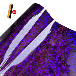 PET Forged Carbon Fiber Vinyl Wrap Glossy Laser Purple Bubble-Free Waterproof Car & Motorcycle Sticker Body Covering Films Decal