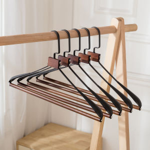 High-End Beech Hanger Wide Shoulder Simple Black and White Metal Non-Marking Clothes Hanging Household Wardrobe Solid Wood Coat Hanger