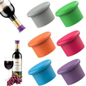 6pcs Reusable Silicone Red Wine Stoppers – Leak-Proof Bottle Seals for Various Sizes Gift Idea for Christmas/Birthday/New Year