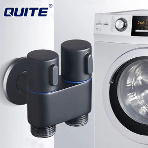 QUITE Black G1/2 Mini Multifunctional Angle valve Alloy One In Two Out Dual Control Washing Machine Tap Toilet Triangular Angle valve