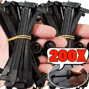 200pcs Auto Fastener Screw Nylon Cable Ties / Buckle Self-Locking Push Mount Car Secure Straps Pin and Button Zip Ties Holder / Auto Cable Tie Retainer / Heavy Duty Nylon Zip Ties