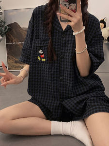 Summer Ins Style Korean Comfortable Lightweight Dessert Patterned Sleepwear Set for Women with Short Sleeves and Embroidery