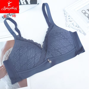 Ying Chang 527 New Style Lace Edge Comfortable Thin Cotton Breathable V-Neck Large Size Mom Underwear Gathered Plant Floral Sweet Style