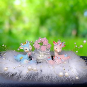New Arrival Luxury Deer Figurine Car Dashboard Decoration Womens Style Road Safety Small Deer Resin Car Interior Accessories