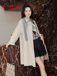 EP YAYING Autumn Winter New Womens Citywalk Tailored Light Color Coat Lapel Outerwear Casual Elegant Style 7302A
