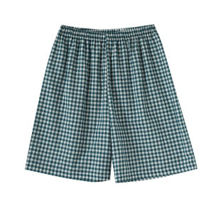 Pure ผ้าฝ้าย ลายสก็อต ชุดนอน ชุดราตรีไร้รอยต่อเอวกลางบ้านสบาย กางเกง ระบายอากาศได้ดี ฤดูร้อน นอนหลับ กางเกง ผู้หญิง ลำลอง สวมใส่