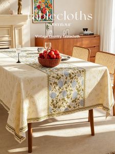HOUGOUXIANG | Waterproof Oil-Resistant Wash-Free Tablecloth Rustic Farmhouse Style Deluxe Sense Rectangular Round Tables