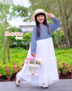 DRESS BAYI 4 TAHUN WARNA MILO ZHARINA DRESS TUTU MINEKIDS DOUBLE KNIT COKLAT CANTIK GREY ABU