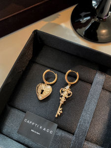 CAFFTI | Asymmetric Heart Key Unique Pretty Earrings