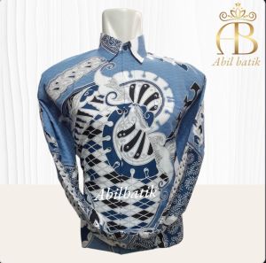 Batik Couple Ayah dan Anak Katun Solo Premium Baby Blue