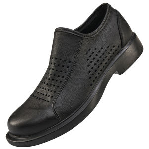 Casual Leather Shoes Mens Genuine Soft Bottom Soft Surface Summer Breathable Slip-On Top Layer Cowhide Single Layer Wide Foot Dad Shoes