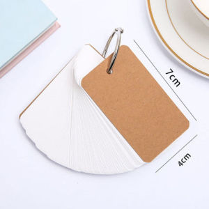 【Free Shipping】100Pcs Blank Small Card White Hard Cardboard Portable Note Pad Word Card Ring Buckle Notebook