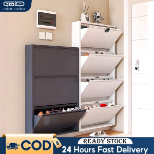 GOLD Wall Mounted Shoe Cabinet Metal Shoes Rak Multi-layer Kasut Almari Hanging Tipping Almari Kasut Bertutup Large-Capacity鞋柜