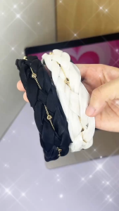 [B015] Bờm tóc/Băng Đô Tết Lụa Charm Tim – Thanh Lịch & Lãng Mạn