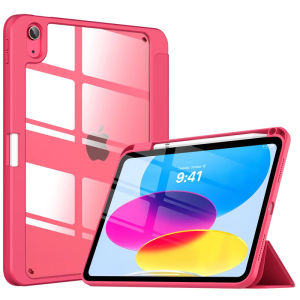 For iPad 10th Generation 2022 Case with Pencil Holder Hybrid Slim Tri-fold Stand Protective Cover