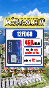 Sim Mobifone 12FD60 Truy Cập Data 4G 4GB/Ngày Full Tốc Độ Cao Dùng 12 Tháng Không Cần Nạp Tiền Lỗi 1 Đổi 1 | FREESHIP - CHƯA KÍCH HOẠT