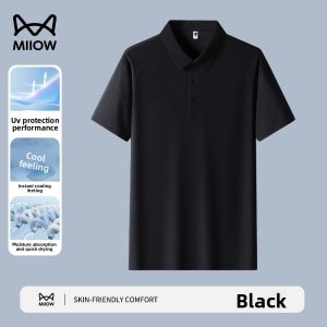 miiow | Ice Silk Polo Shirt Mens Short Sleeve T-Shirt Turn Collar Summer New Style Quick Dry Top Male Invisible Business Casual High Elasticity
