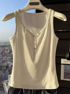 QIAOCHENXIAN | Pure Cotton V-Neck Tank Top for Plus Size Women