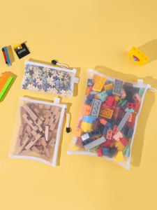 Transparent Mesh Storage Bag Zipper Puzzle Blocks Toy Organizer for Children Small Particles Lego Sorting Bag Household Use