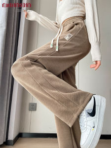 Slimming plus Size Wide Leg Pants Womens Khaki Drapey Loose High Waist Straight Banana Pants Autumn Casual Fashion plus Size