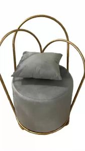 Ghế ngồi trang điểm decor tiệm Cafe Nail bọc da nỉ theo yêu cầu có tựa lưng và khung bằng kim loại sơn tĩnh điện