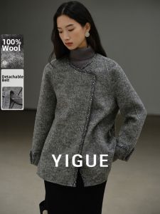 Yigue | 100 Wool Two Ways Wearing Fashionable Womens Tweed Coat